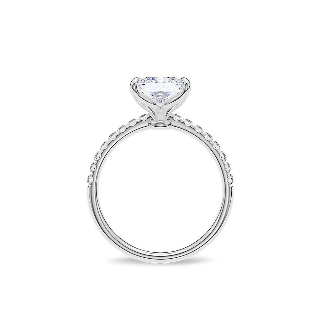 Dia Solitaire Pave Engagement Ring Princess•White Gold