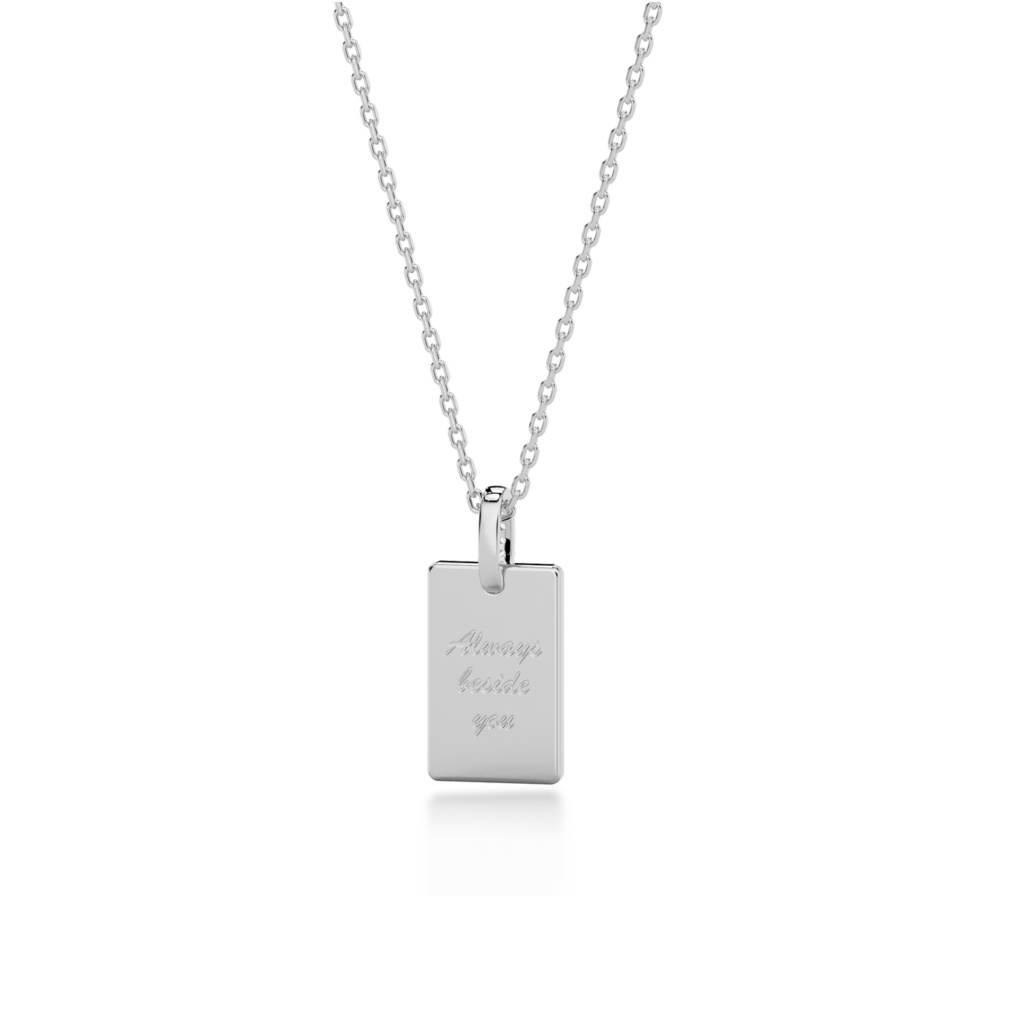 Rhodium Plated Silver Rectangle Engravable Necklace SS25N001S