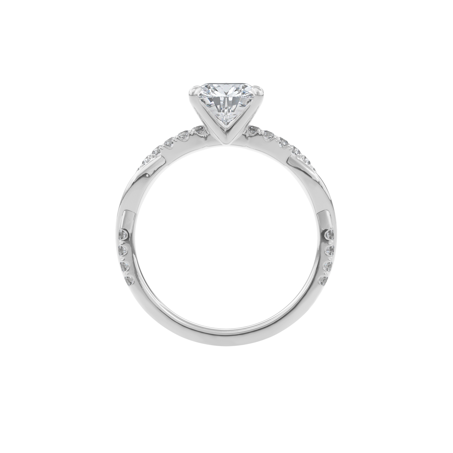Rhea Twisted Pave Engagement Ring Cushion•White Gold