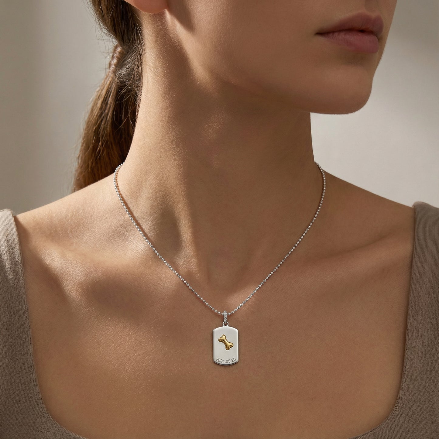 Double-Sided Custom Paw Squircle Necklace AW24N005S