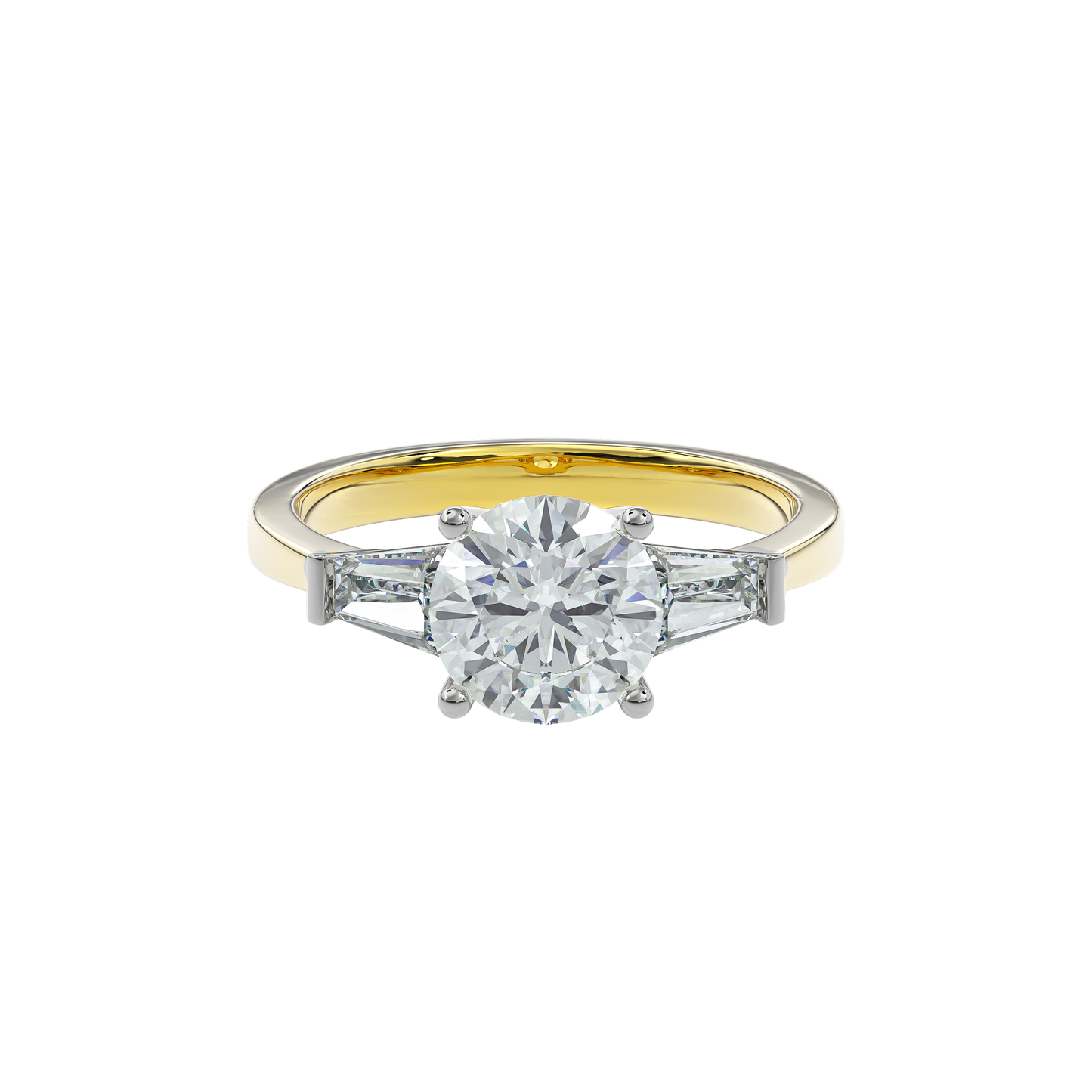 Daphnis Three Stones Engagement Ring Round•Yellow Gold