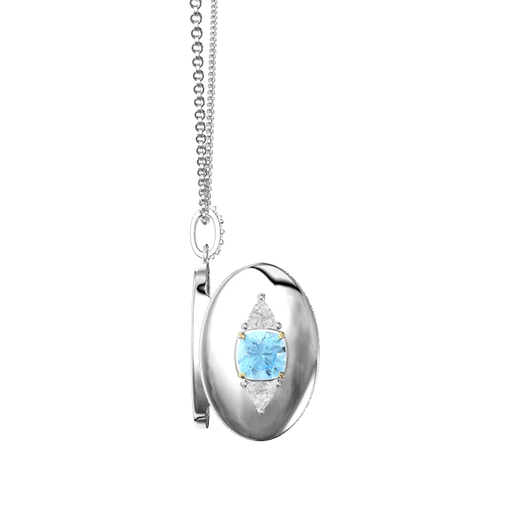 Rhodium Plated Guardian Eye Birthstone Locket SN005BR