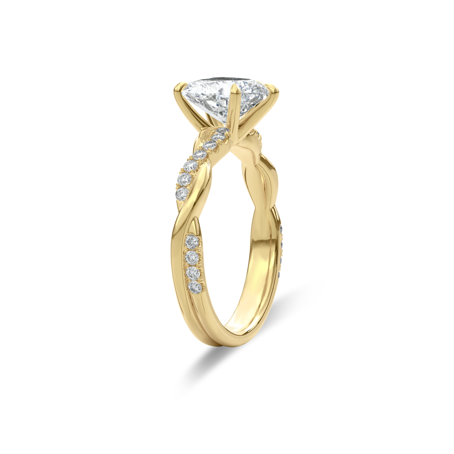 Rhea Twisted Pave Engagement Ring Pear•Yellow Gold