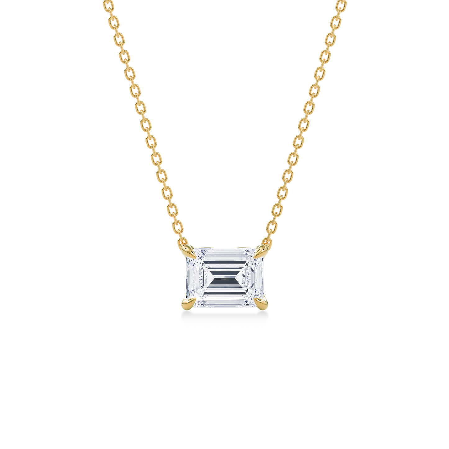 Dia Solitaire Necklace Emerald•Yellow Gold