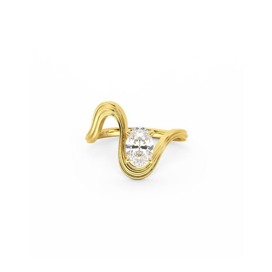 Oval  Luna  Curve Ring in Yellow Gold