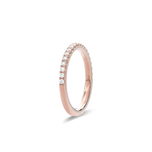 1.8mm Half Pavé Diamond Wedding Band in Rose Gold