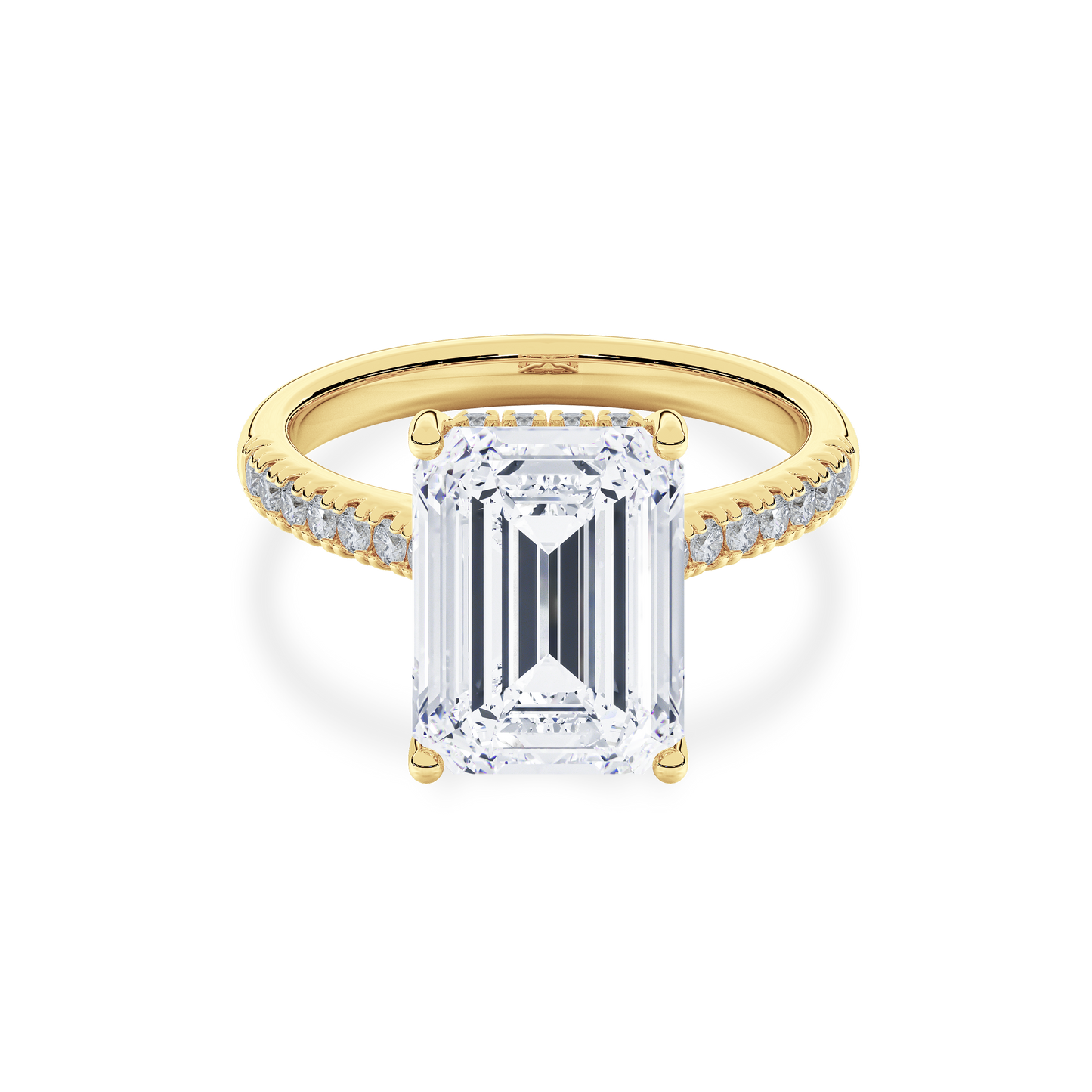 Hidden Halo II Emerald  Lab Grown Diamond Ring in 14K Gold