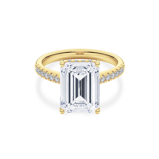Hidden Halo II Emerald  Lab Grown Diamond Ring in 14K Gold