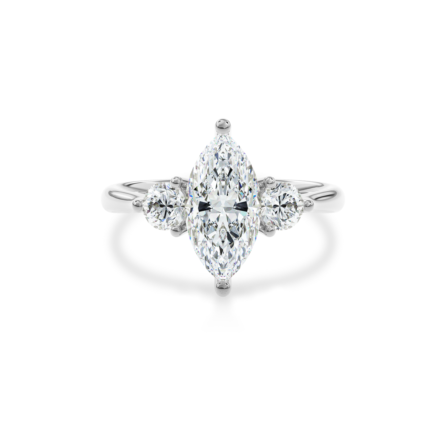 Daphnis Three Stones Engagement Ring Marquise•White Gold