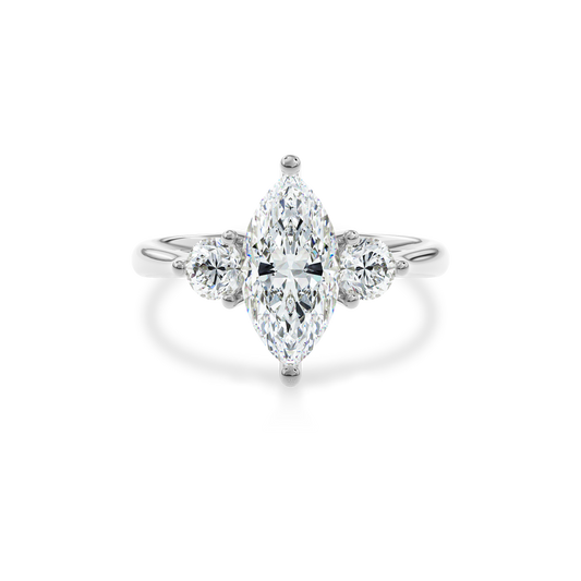 Daphnis Three Stones Engagement Ring Marquise•White Gold