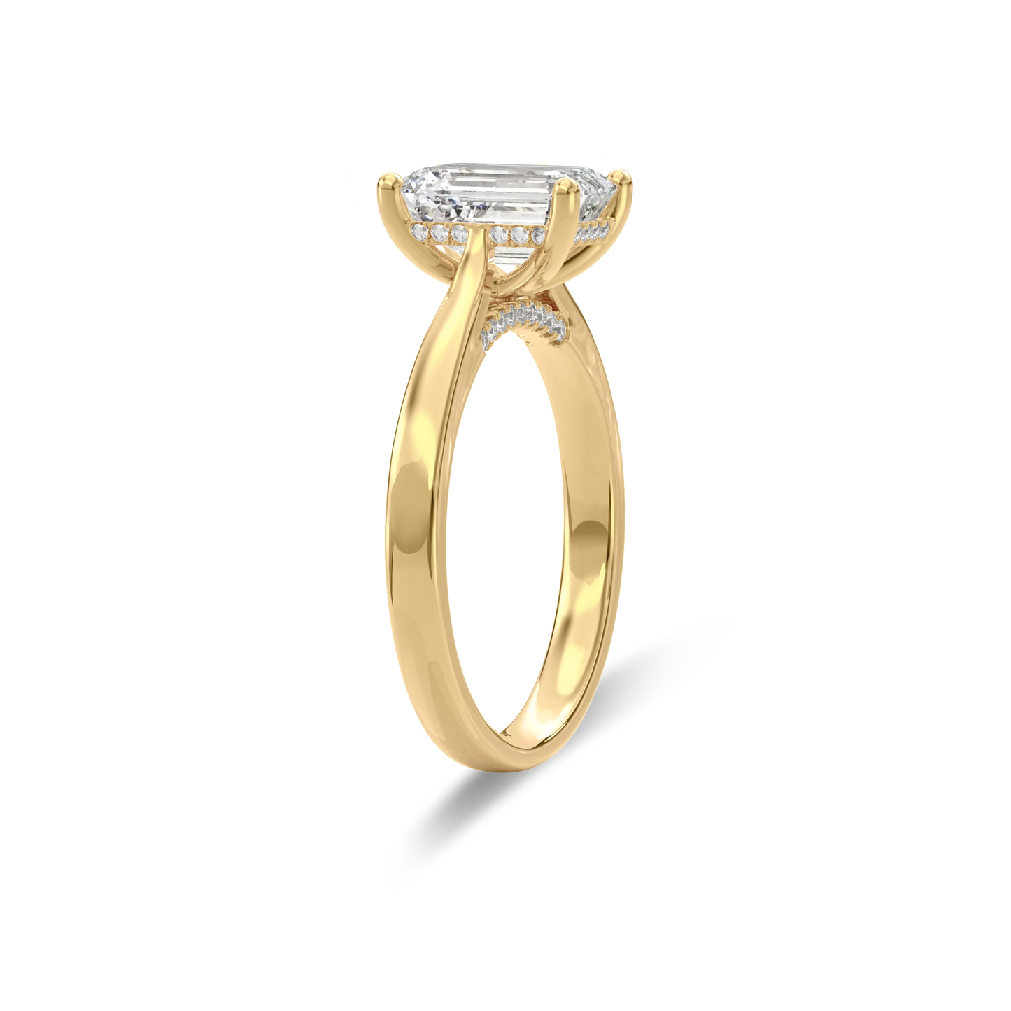 Elara Hidden Halo Salitaire Engagement Ring Emerald•Yellow Gold