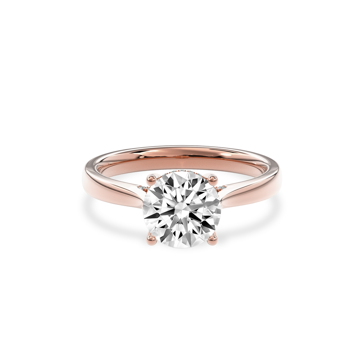 Elara Hidden Halo Salitaire Engagement Ring Round•Rose Gold
