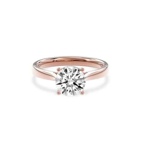 Elara Hidden Halo Salitaire Engagement Ring Round•Rose Gold