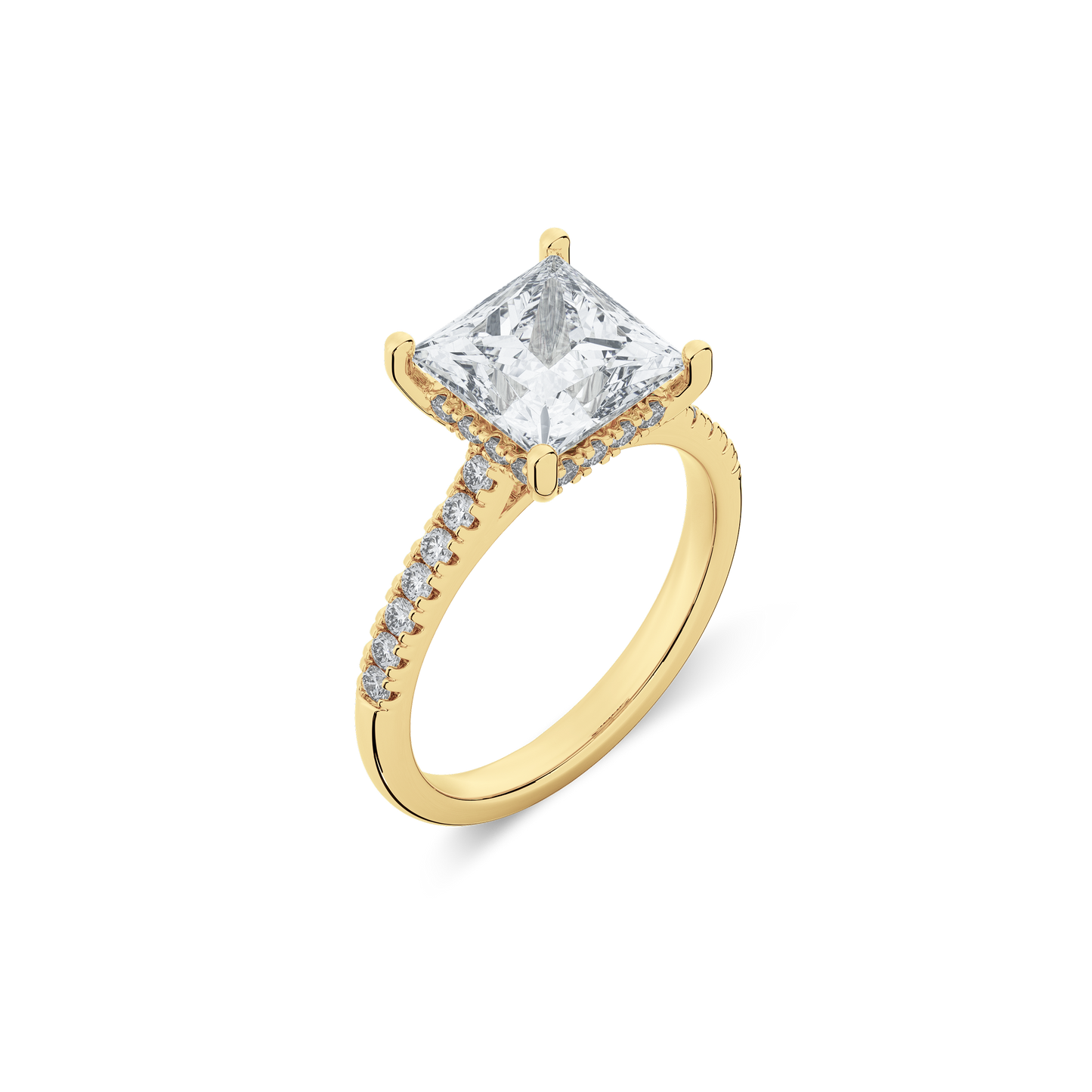 Hidden Halo II Princess Lab Grown Diamond Ring in 14K Gold