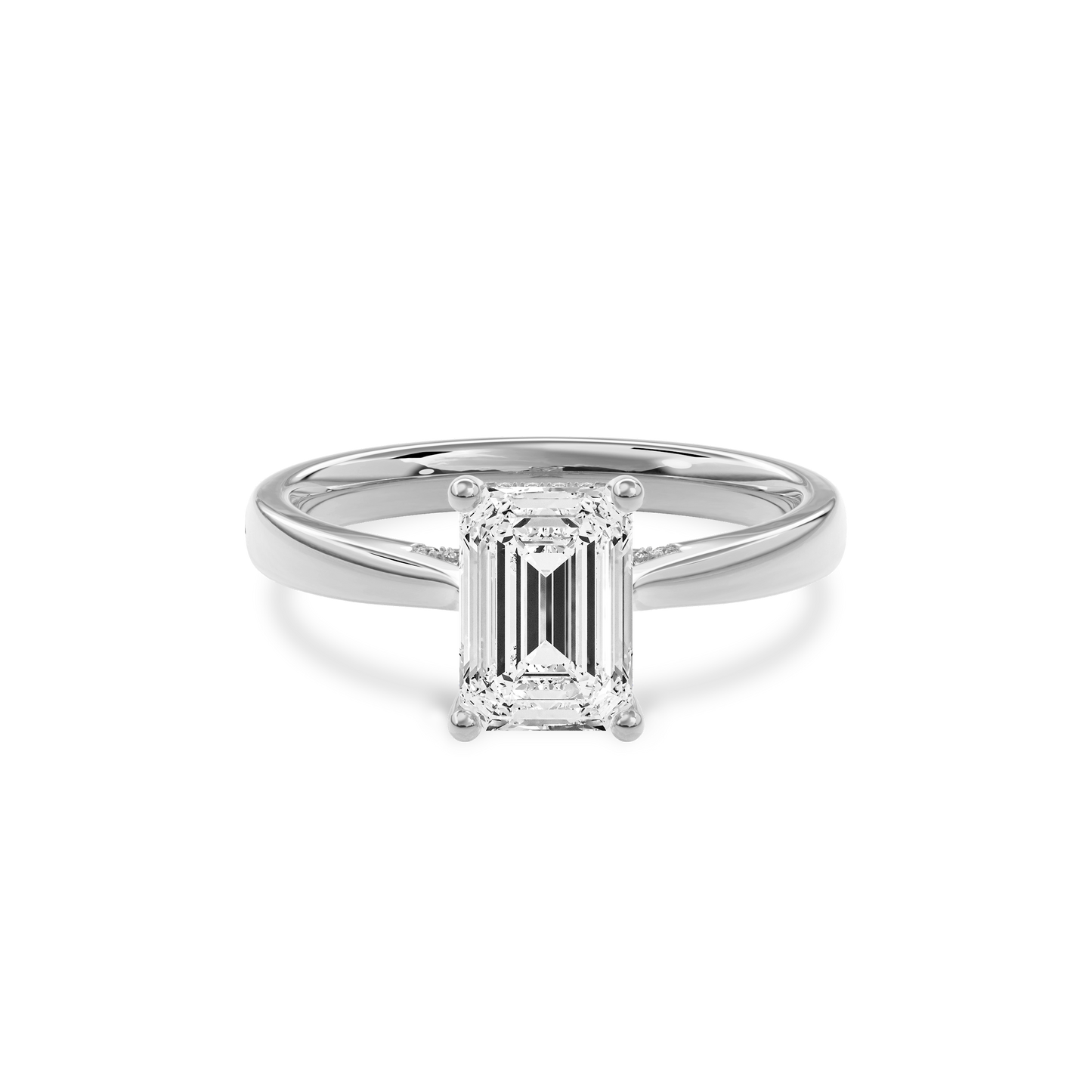 Elara Hidden Halo Salitaire Engagement Ring Emerald•White Gold