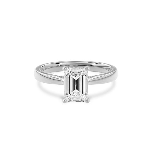 Elara Hidden Halo Salitaire Engagement Ring Emerald•White Gold