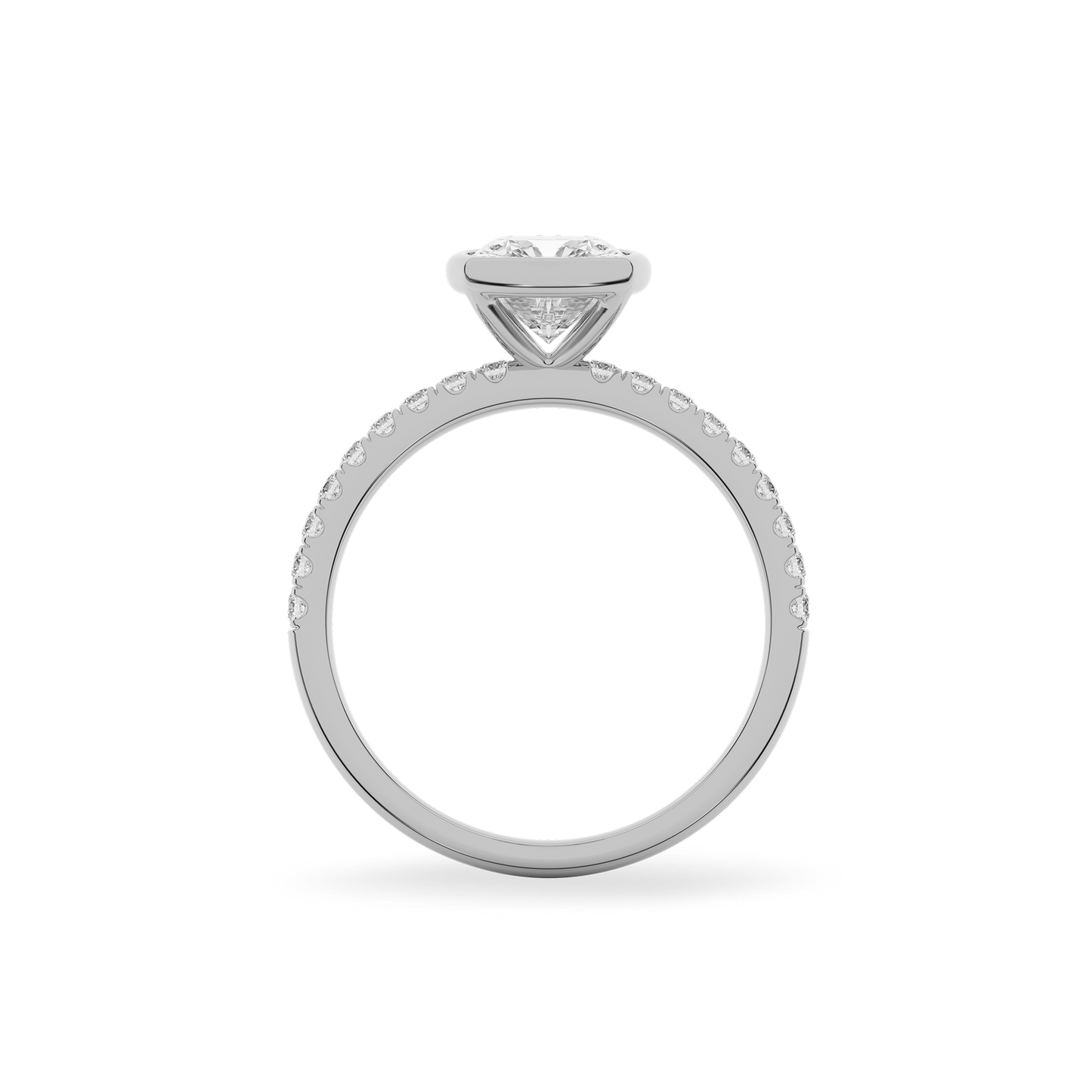Luxe Cushion Bezel Set Diamond Ring in White Gold
