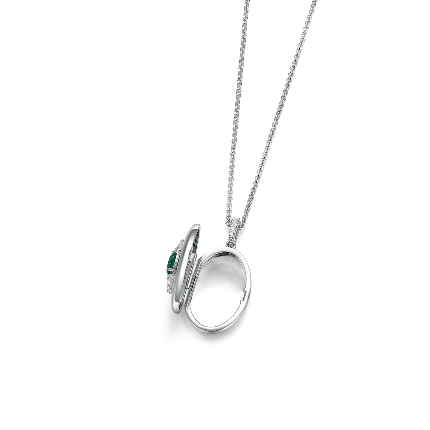 Rhodium Plated Guardian Eye Birthstone Locket SN005R