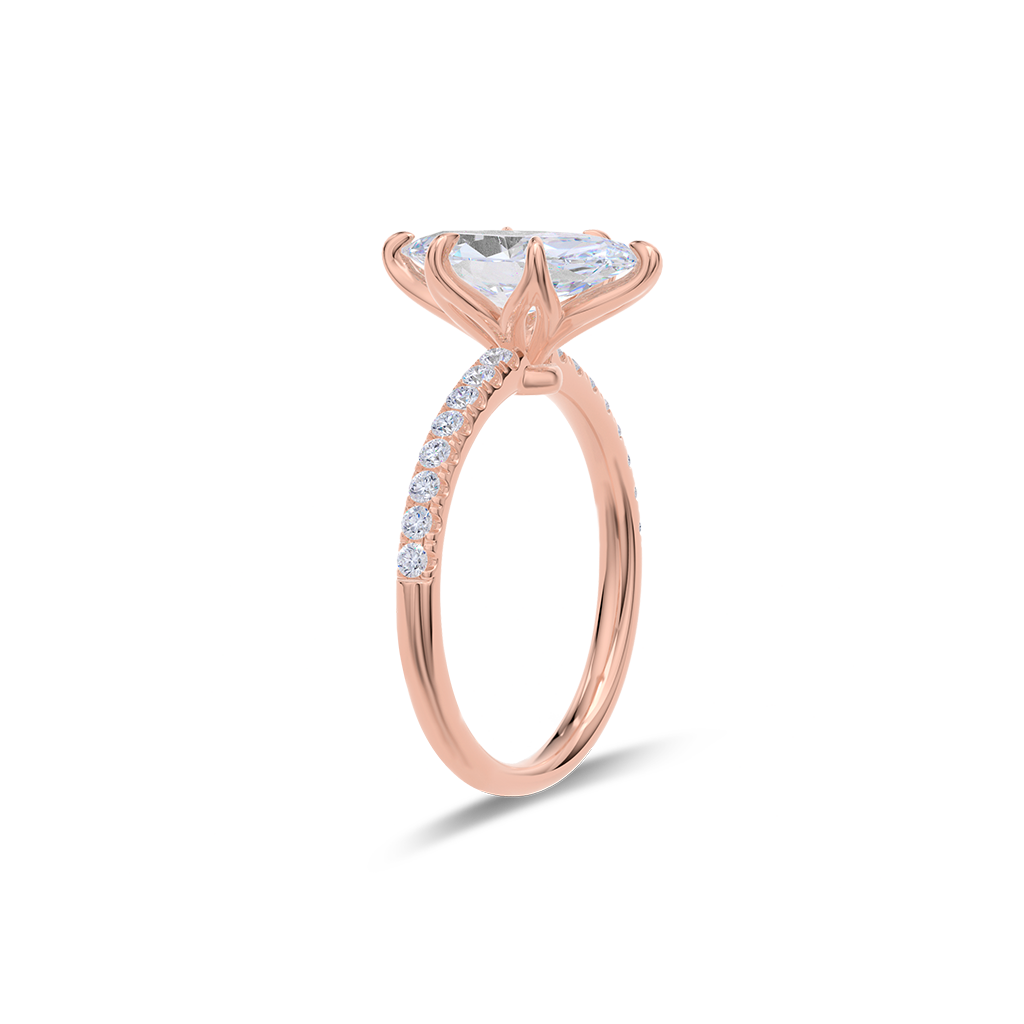 Dia Solitaire Pave Engagement Ring Marquise•Rose Gold
