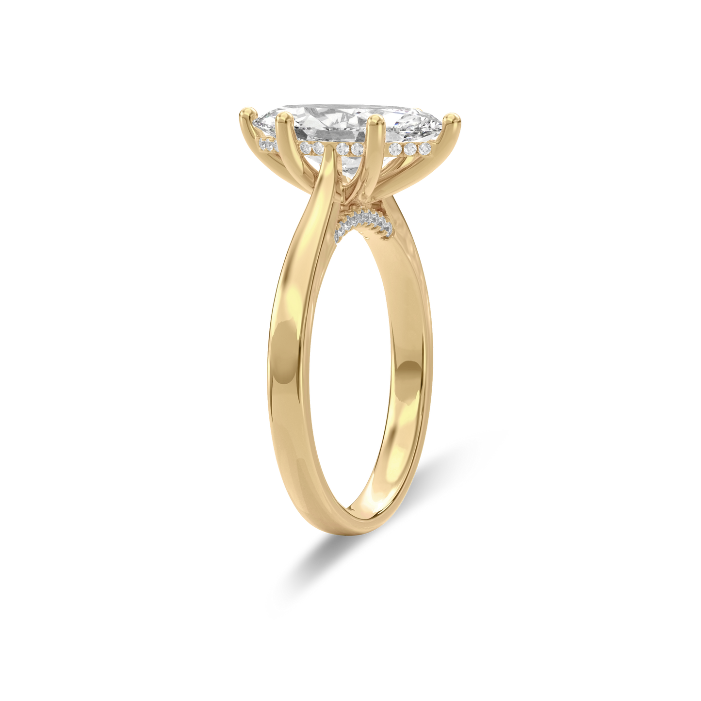 Elara Hidden Halo Salitaire Engagement Ring Marquise•Yellow Gold
