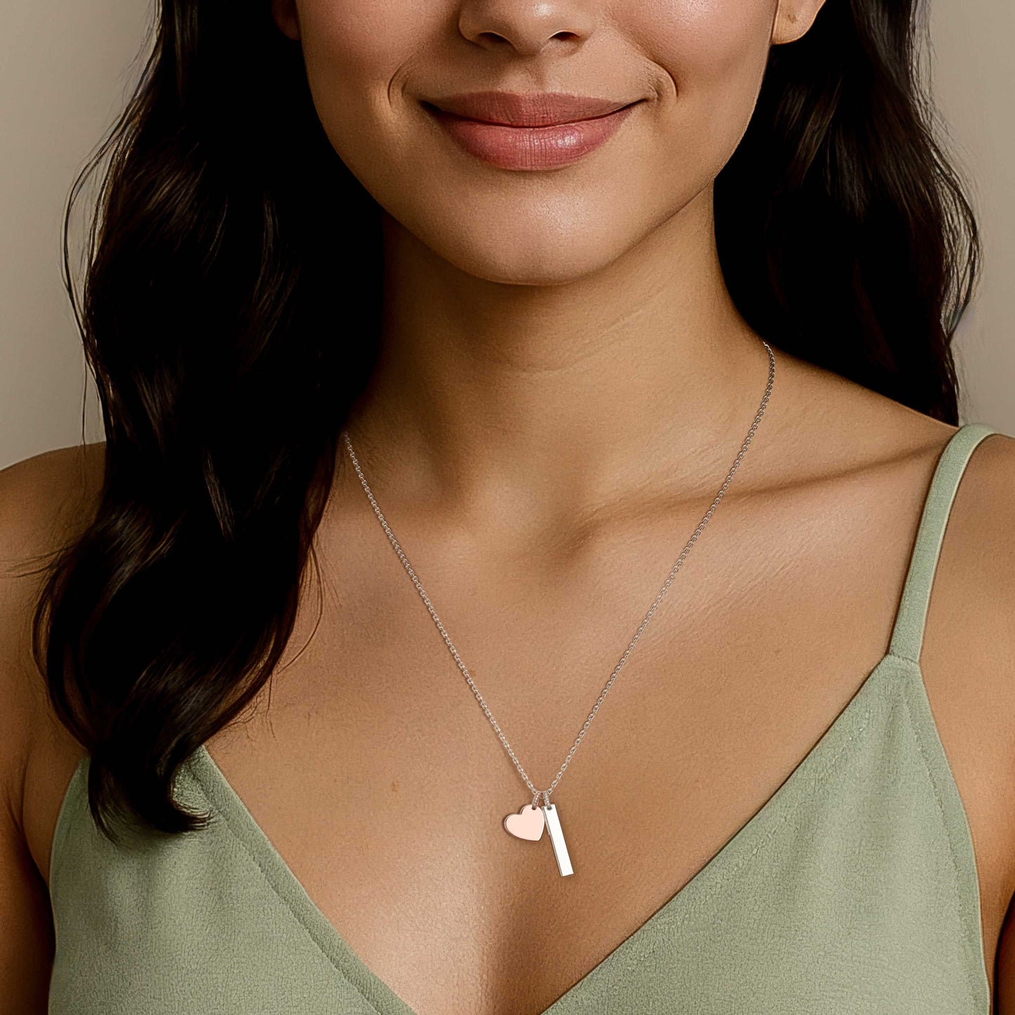18K Rose Gold Plated Heart Engravable Pendant SP003