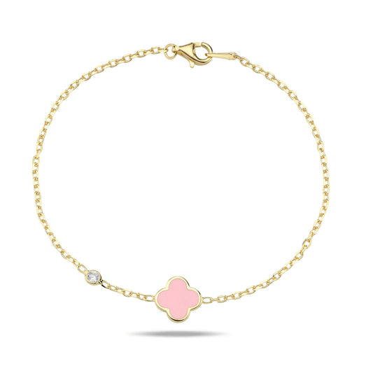 Clover Leaf Bracelet- Barbie Pink