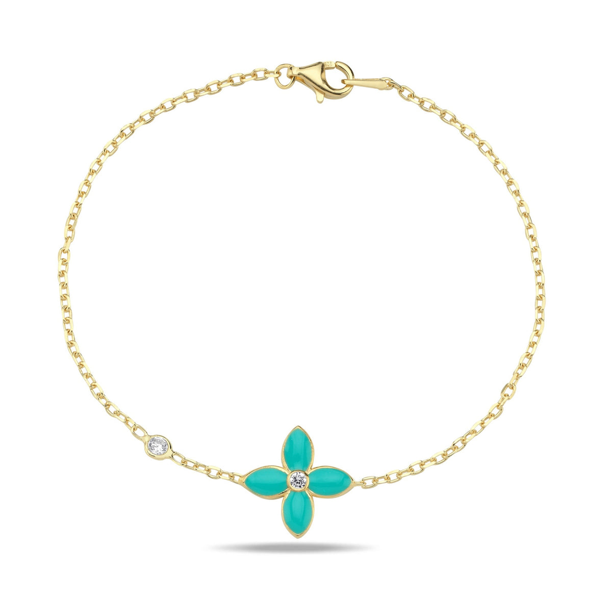 Moroccan Flower Bracelet- Caribbean Blue