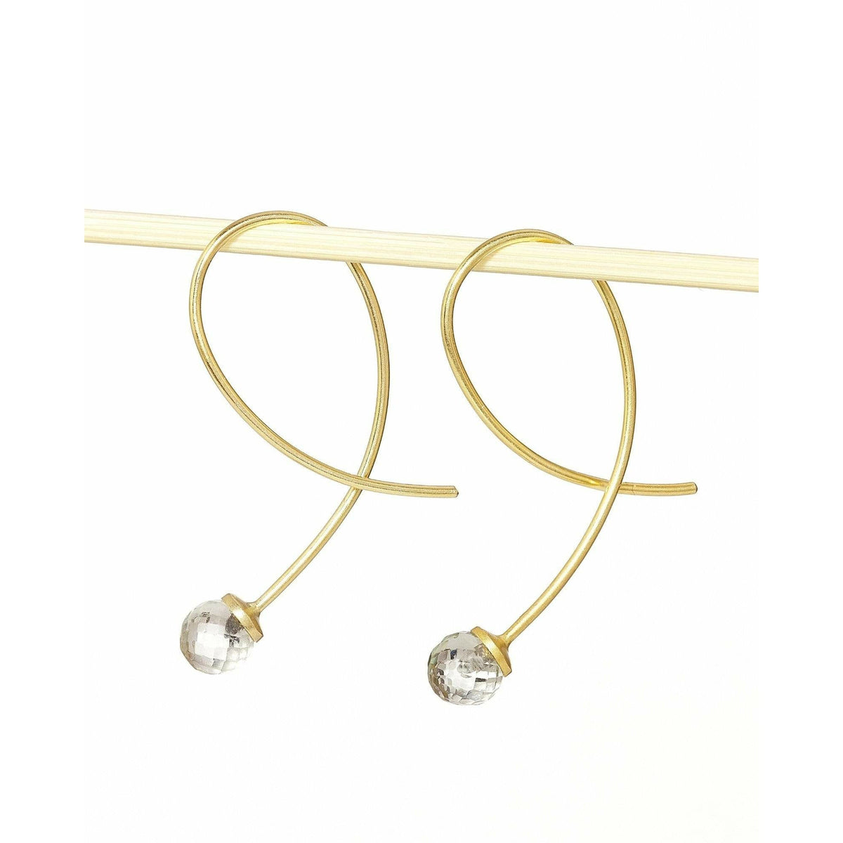Crossover Green Amethyst Discoball Earrings