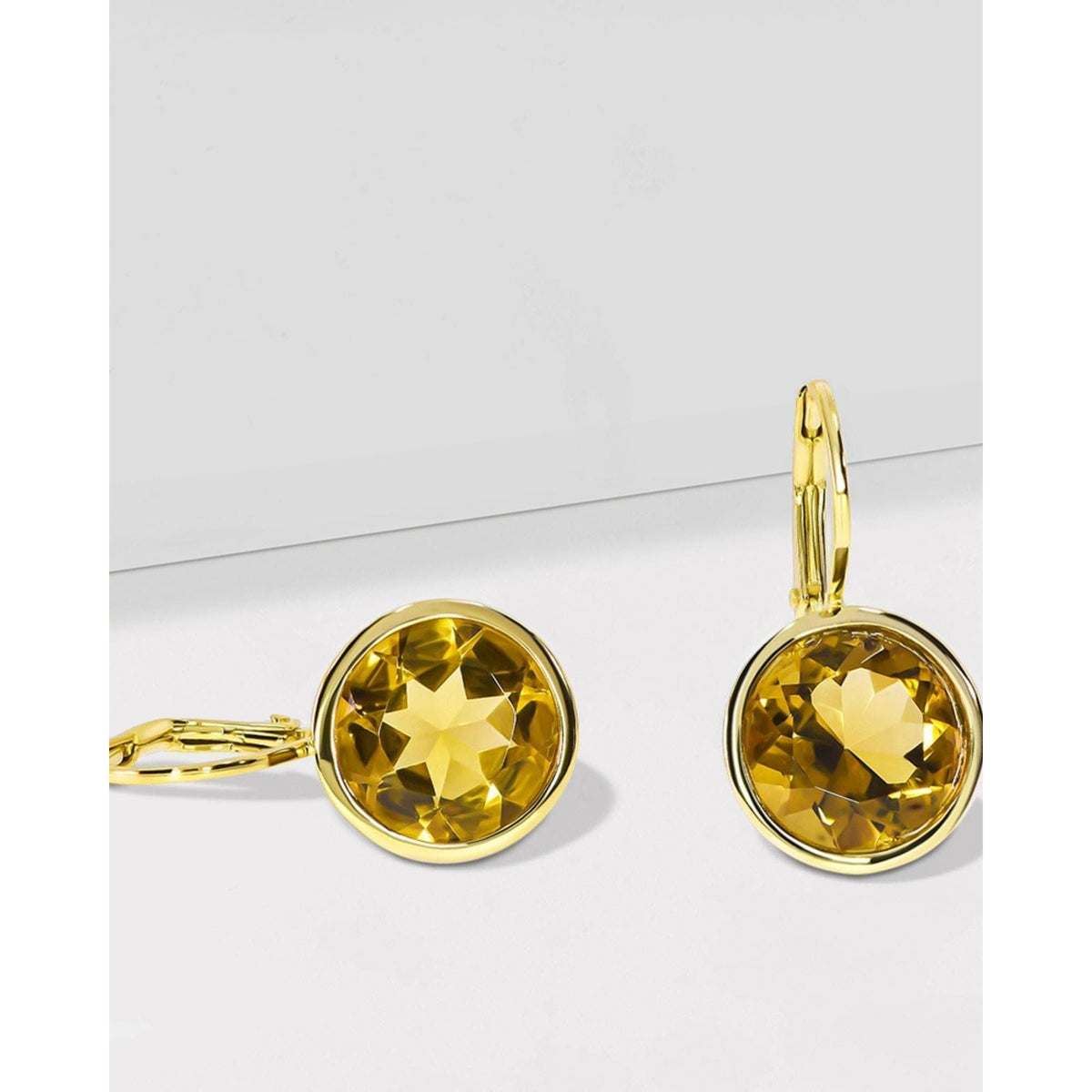 Elegant Round Lever Back Honey Quartz Earrings