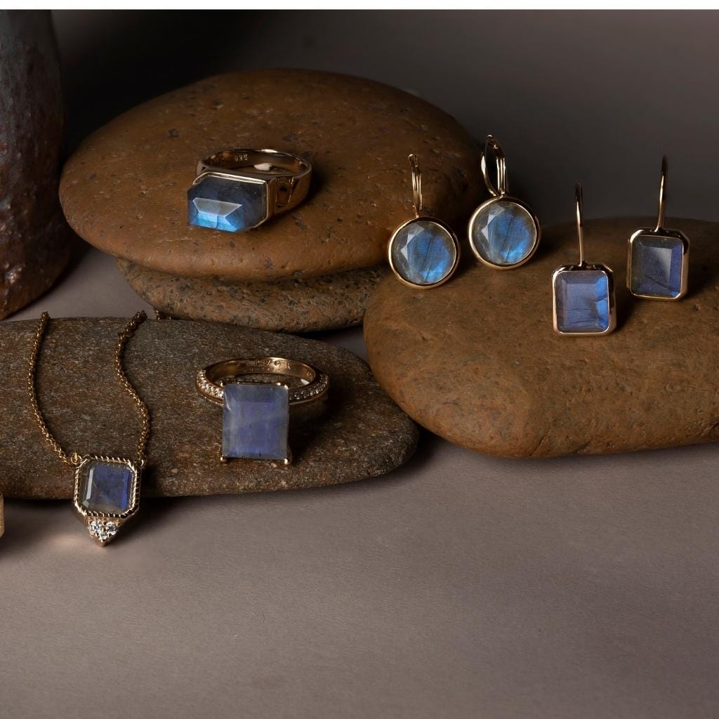 Elegant Round Lever Back Labradorite  Earrings