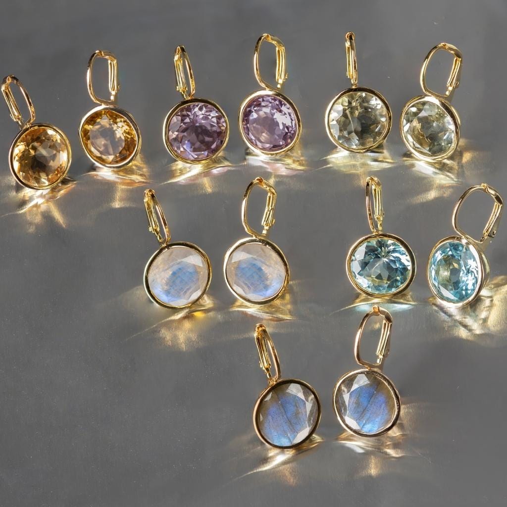 Elegant Round Lever Back Labradorite  Earrings