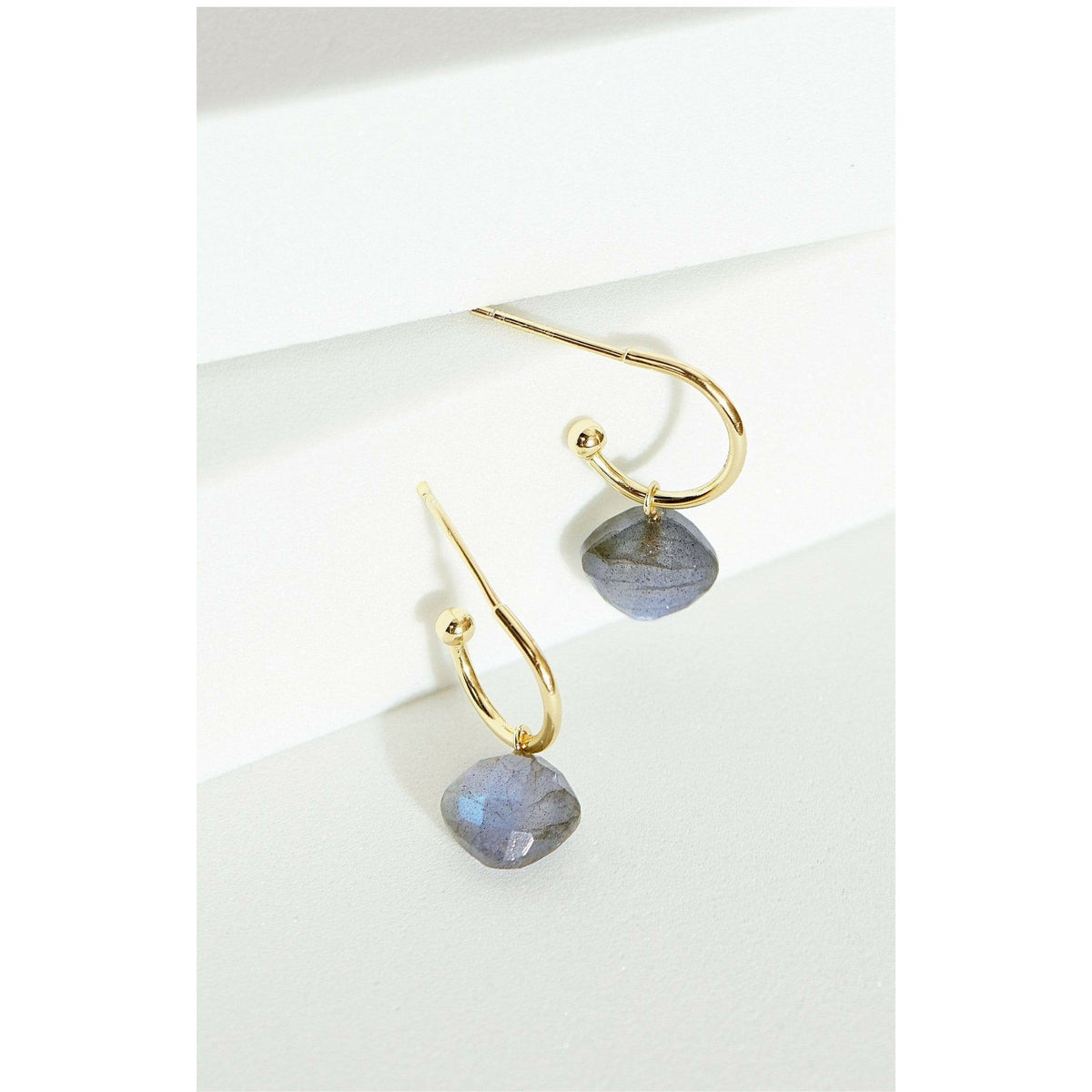 Labradorite Hanging Tile Earrings