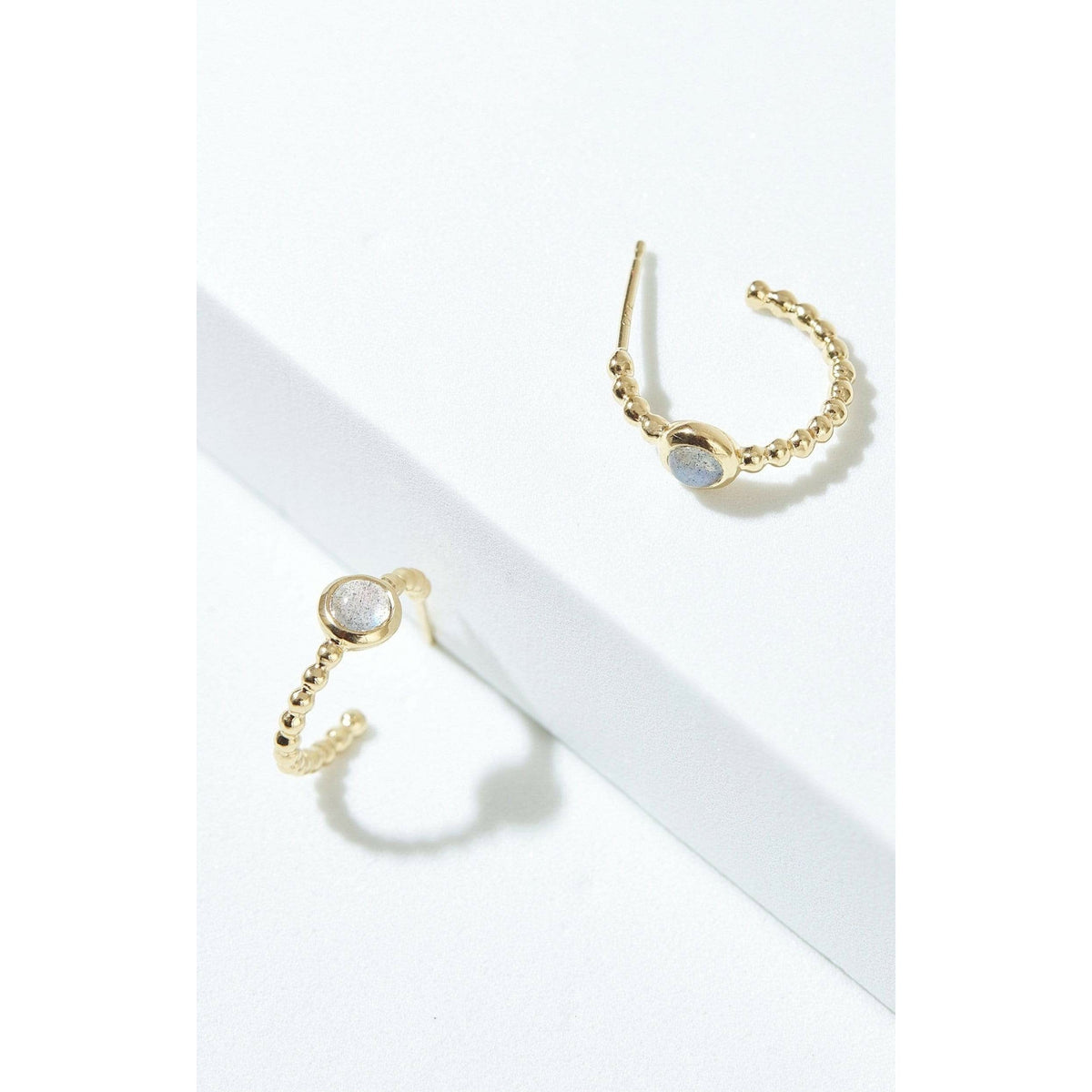 Labradorite Huggie Hoop Earrings