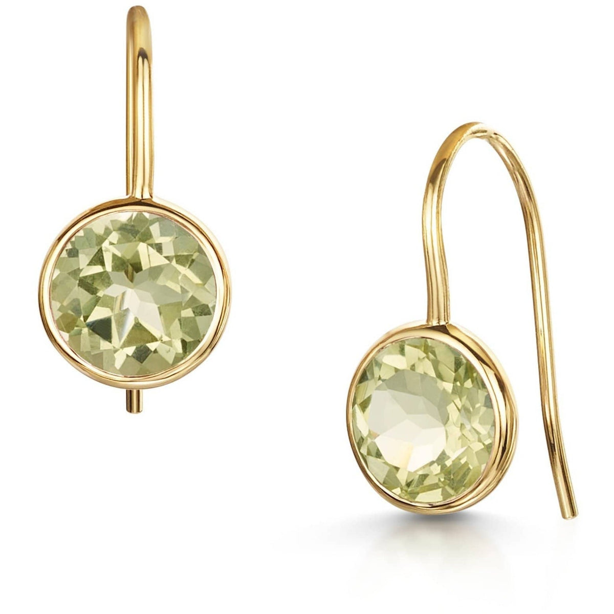 Lemon Quartz Fish Hook Earrings