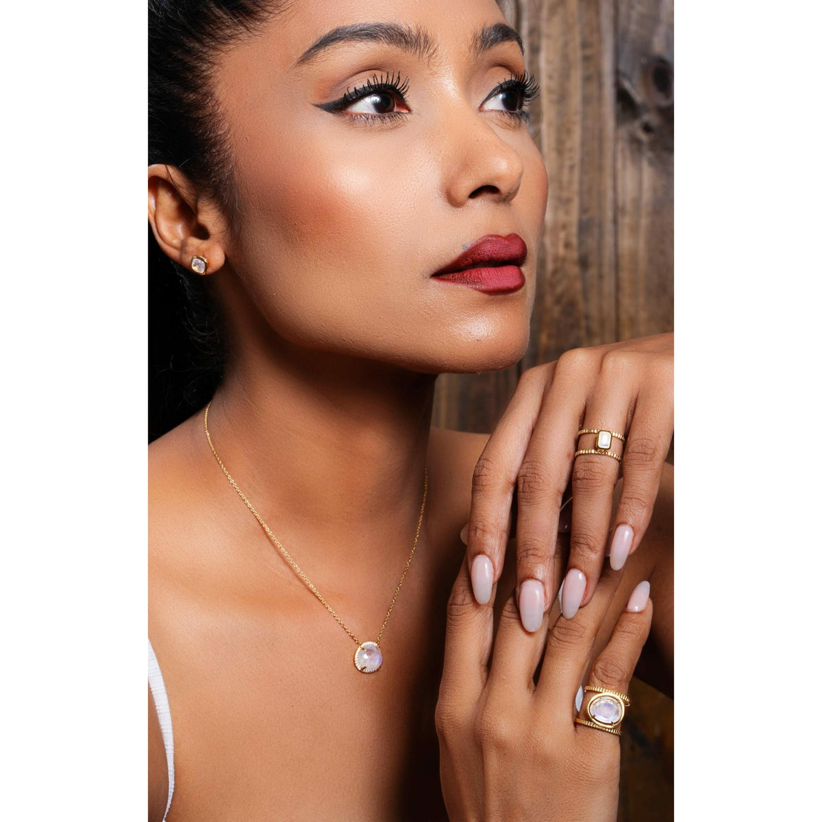 Malaika Rainbow Moonstone Cushion Cut Earrings