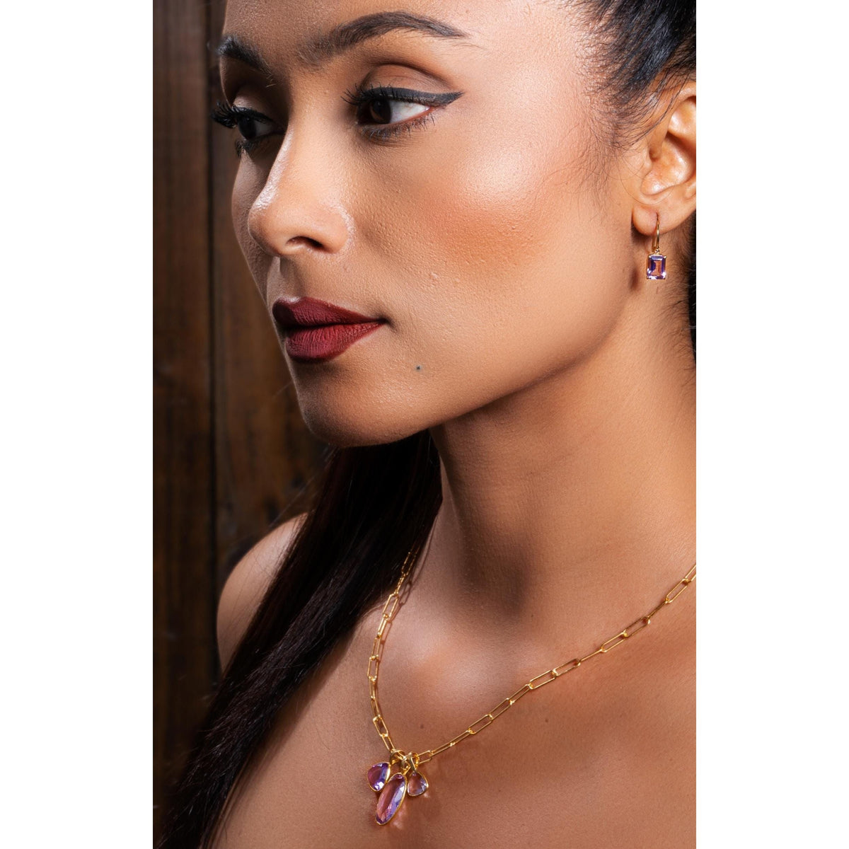 Pink Amethyst Dangle Earrings