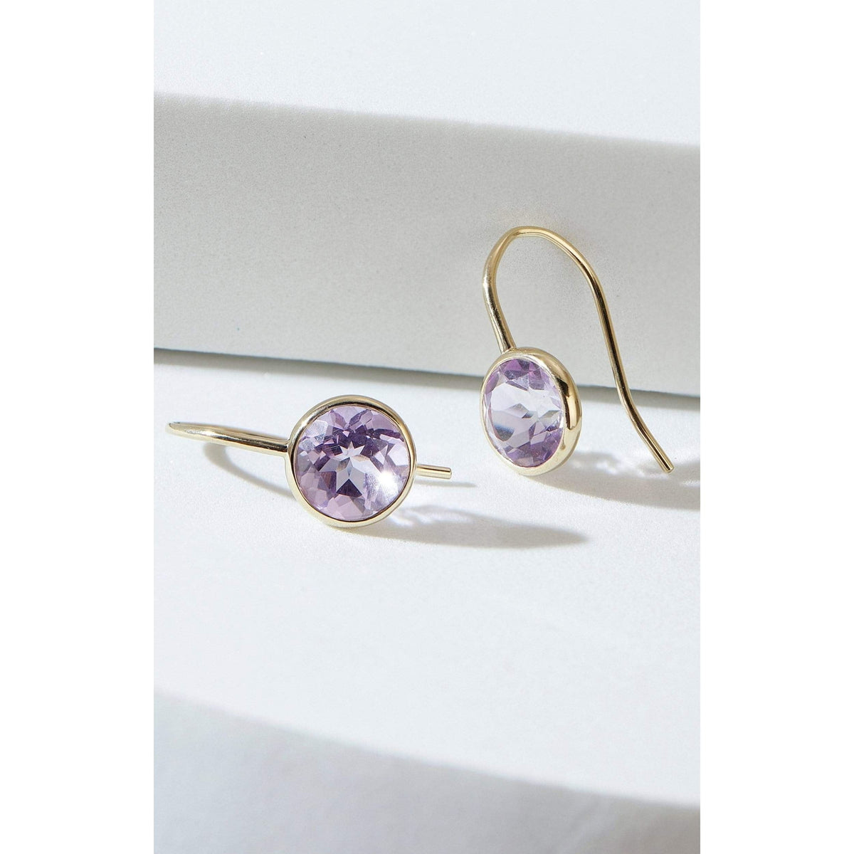 Pink Amethyst Fish Hook Earrings