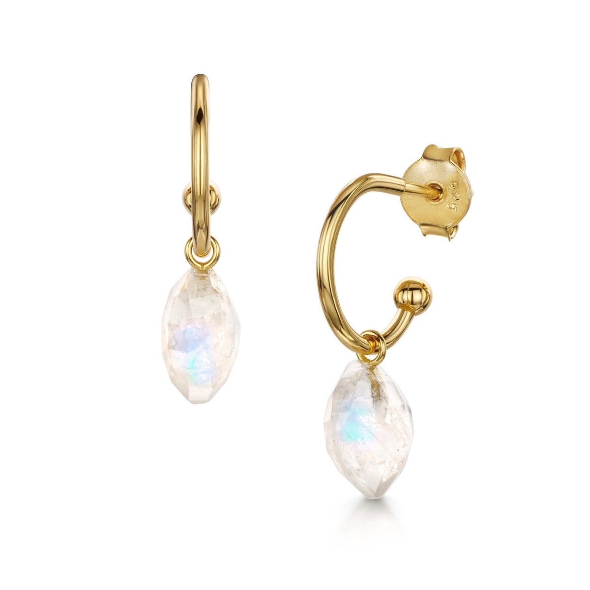 Rainbow Moon Stone Hanging Tile Earring