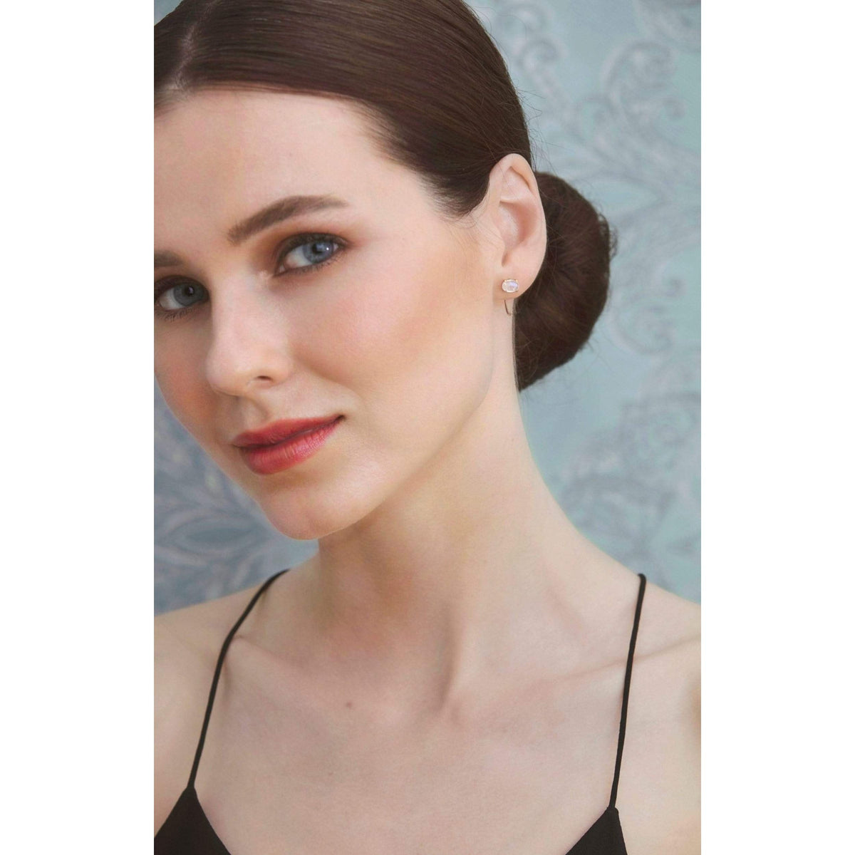 Rainbow Moonstone Hoop Earrings