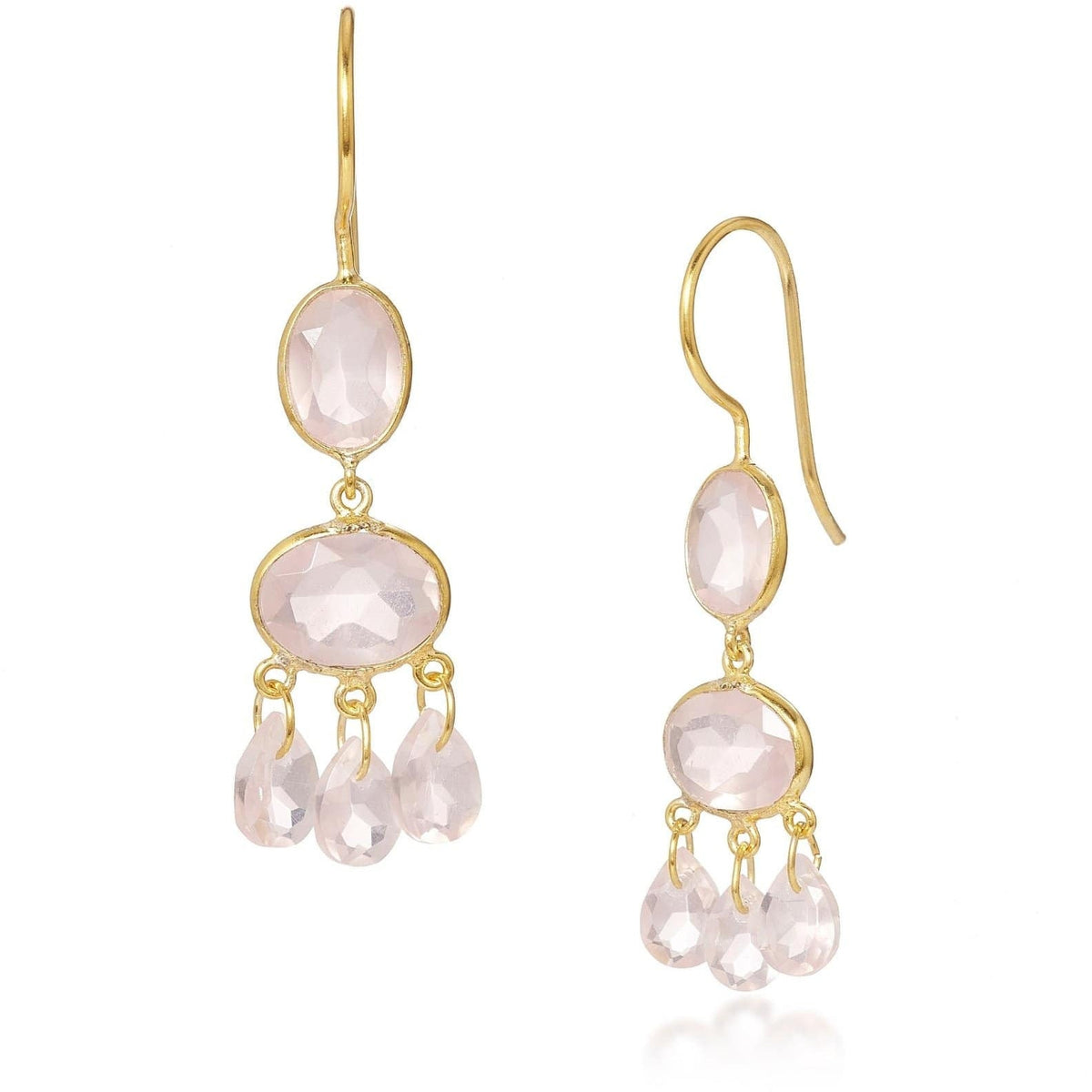 Rose Quartz Chandelier Earrings