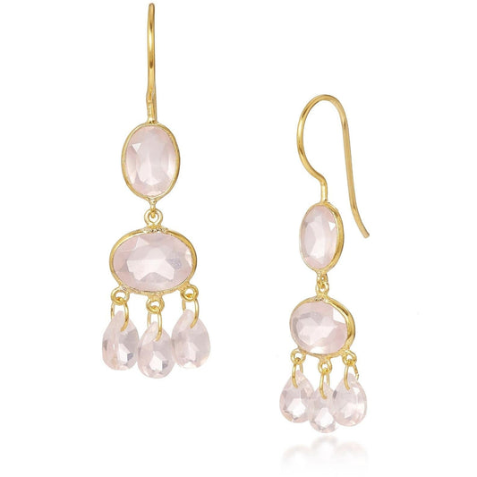 Rose Quartz Chandelier Earrings