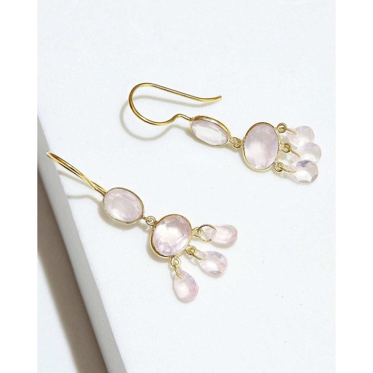 Rose Quartz Chandelier Earrings