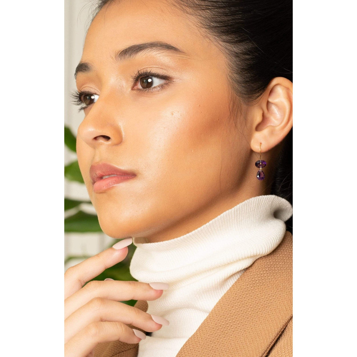 Two Link Amethyst Earrings