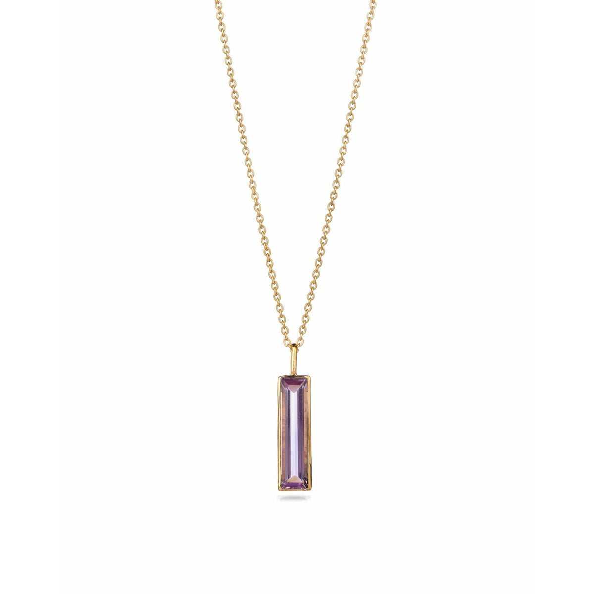 Elongated Baguette Pink Amethyst Necklace