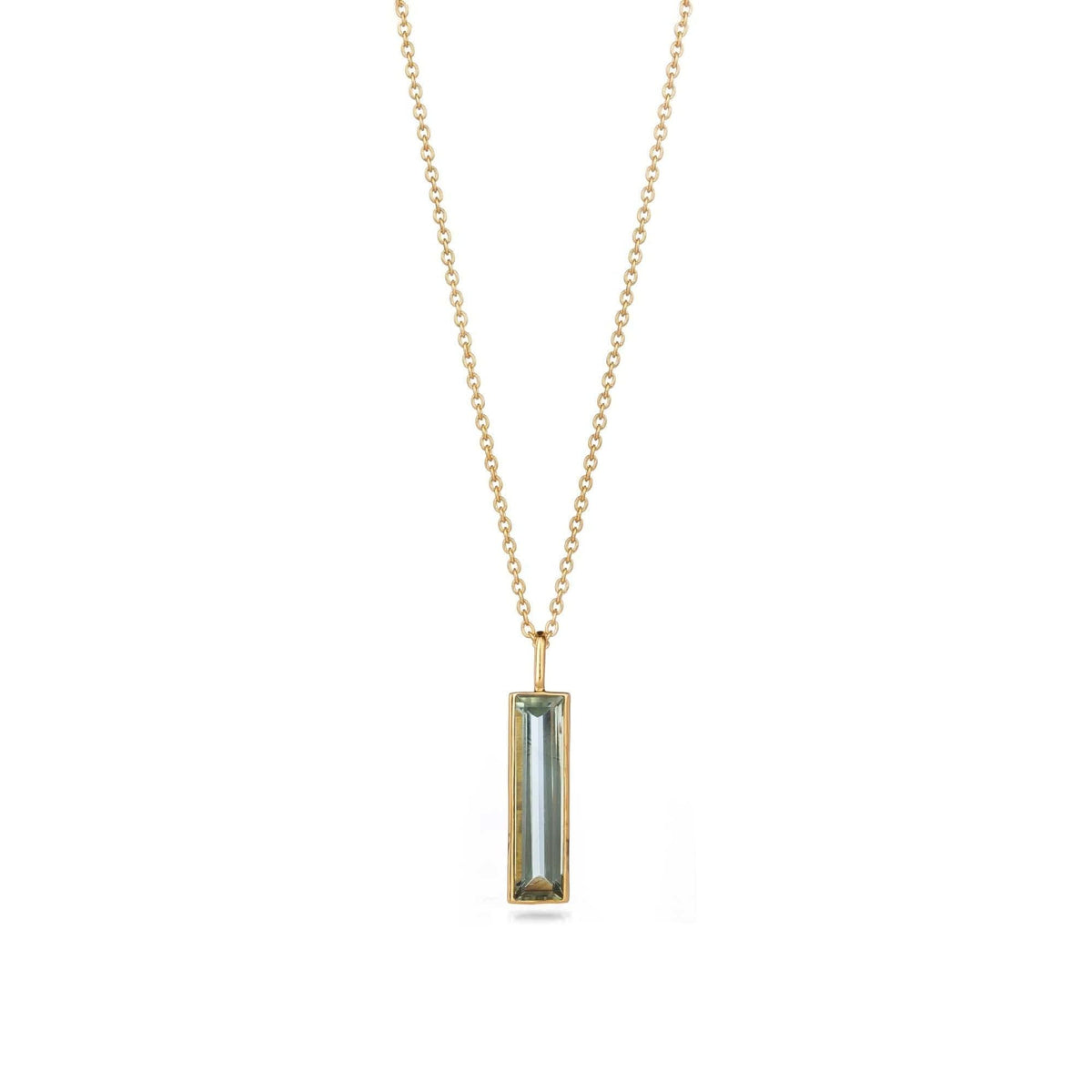 Elongated Baguette Green Amethyst Necklace
