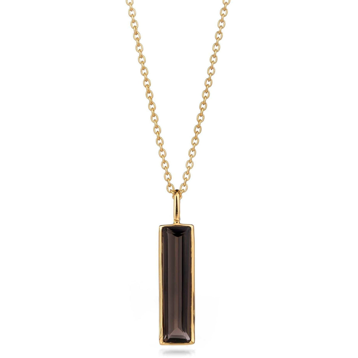 Elongated Baguette Smoky Quartz Necklace