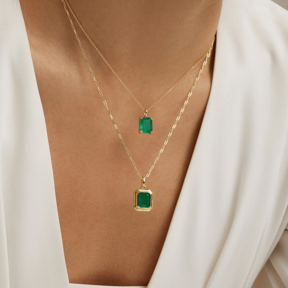 Envy- Baguette Emerald Necklace
