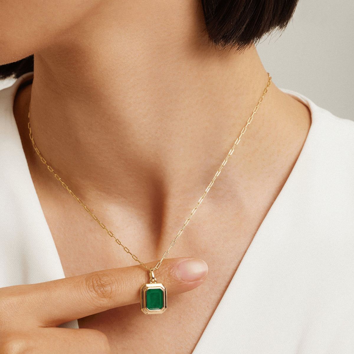Envy- Baguette Emerald Necklace