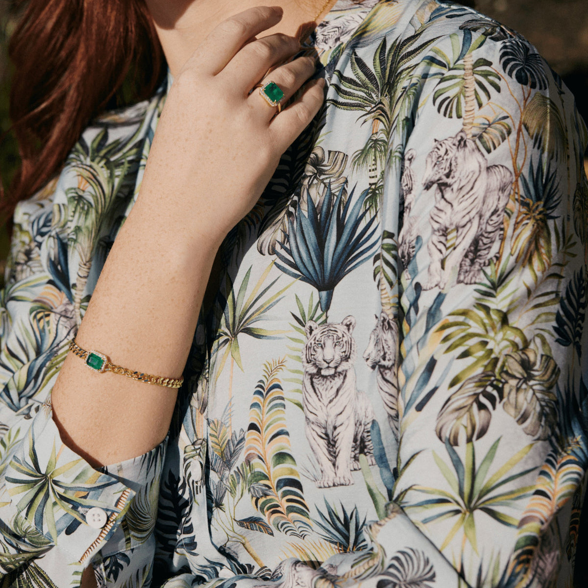Envy- Queen Curb Link Chain Emerald Bracelet