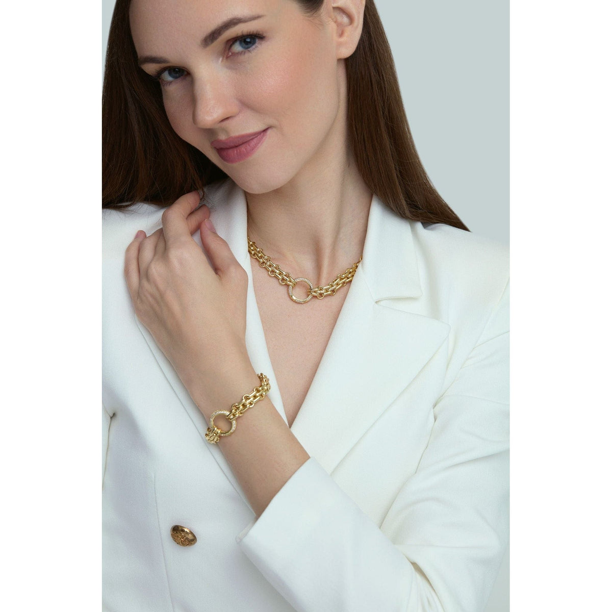 Italian Link Necklace and Bracelet Set